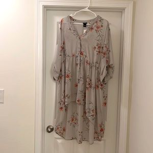 Hi-low sheer floral tunic, plus size, new with tags